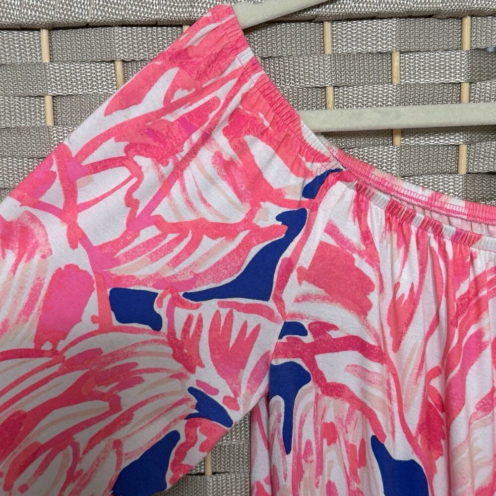 Lilly Pulitzer LANA Romper Size M TIKI PINK BEACH BLISS On/off Shoulder Shorts - Picture 5 of 9